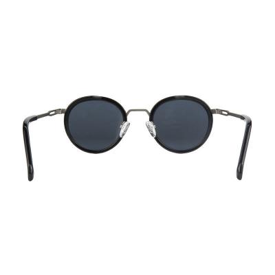 H10418 black and gold round mixed-material sunglasses