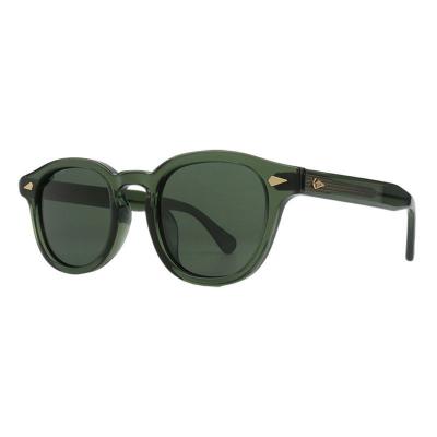 A11040 olive green round acetate sunglasses