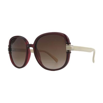 H10443 burgundy oval mixed-material sunglasses