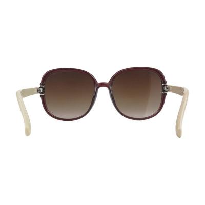 H10443 burgundy oval mixed-material sunglasses