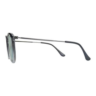 H10445 black gradient / clear fade round mixed-material sunglasses