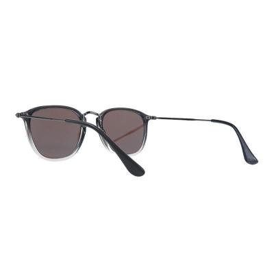 H10445 black gradient / clear fade round mixed-material sunglasses