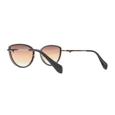H10437 black/gold cat eye mixed-material sunglasses