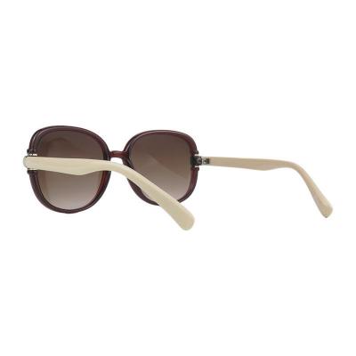 H10443 burgundy oval mixed-material sunglasses