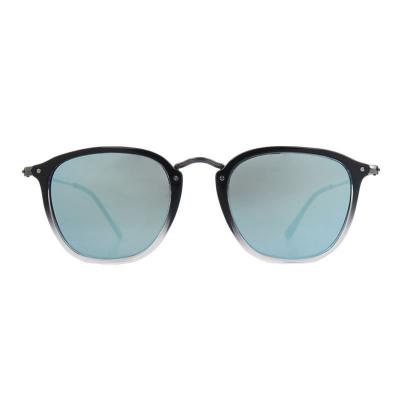 H10445 black gradient / clear fade round mixed-material sunglasses
