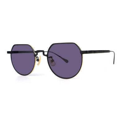 M10896 black geometric metal sunglasses