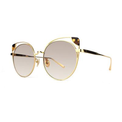 M10892 gold with tortoise shell accents cat eye metal sunglasses