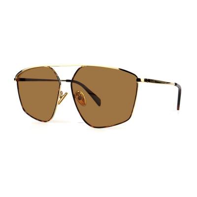 M10879 tortoise geometric metal sunglasses