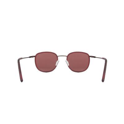 H10435 burgundy with dark metal geometric mixed-material sunglasses
