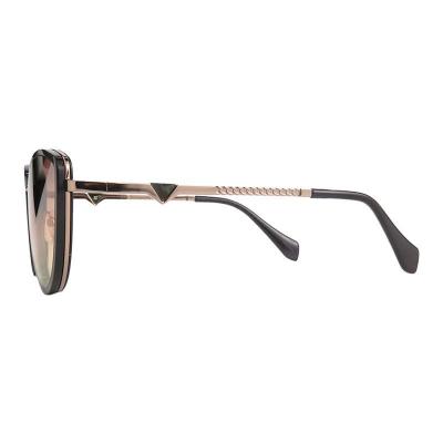 H10437 black/gold cat eye mixed-material sunglasses