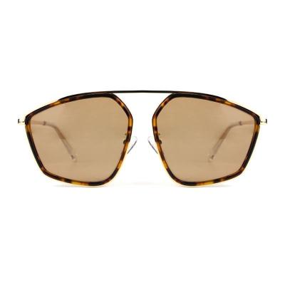 M10879 tortoise geometric metal sunglasses