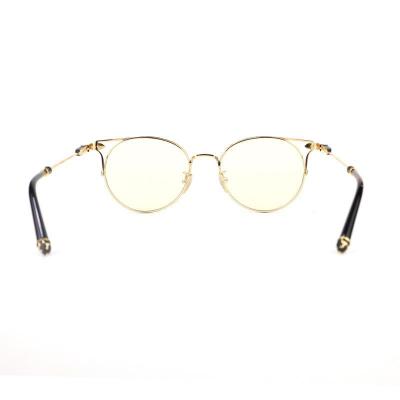 M10890 black with gold accents round metal sunglasses