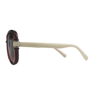 H10443 burgundy oval mixed-material sunglasses