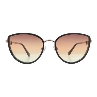 H10437 black/gold cat eye mixed-material sunglasses
