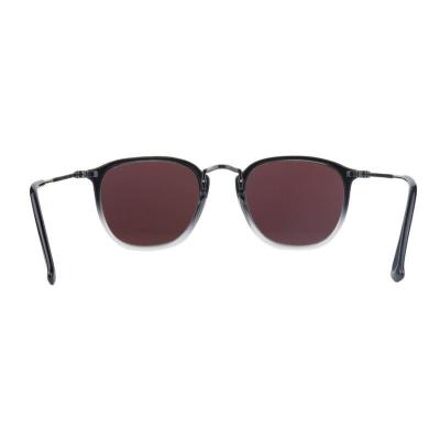 H10445 black gradient / clear fade round mixed-material sunglasses
