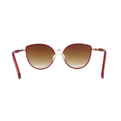 H10436 burgundy with gold accents cat eye mixed-material sunglasses