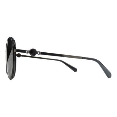 H10448 black round mixed-material sunglasses
