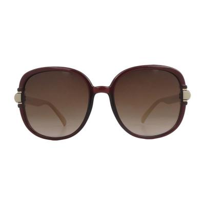 H10443 burgundy oval mixed-material sunglasses