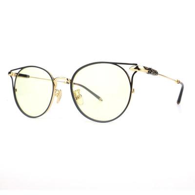 M10890 black with gold accents round metal sunglasses