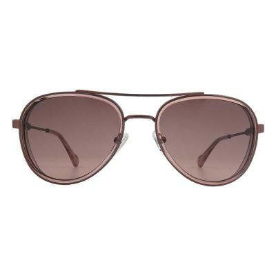 H10449 brown / copper aviator mixed-material sunglasses