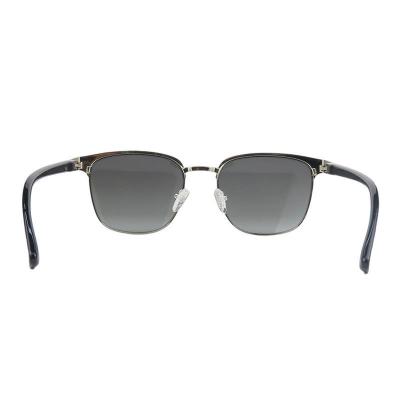 H10459 black / dark navy with silver accents browline mixed-material sunglasses