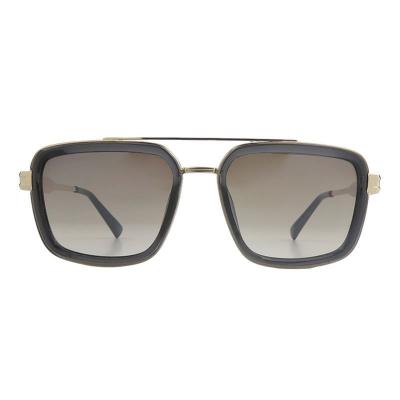 H10452 black / gold square mixed-material sunglasses