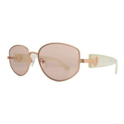 H10456 rose gold oval mixed-material sunglasses