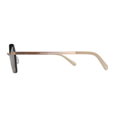 H10455 rose gold geometric mixed-material sunglasses