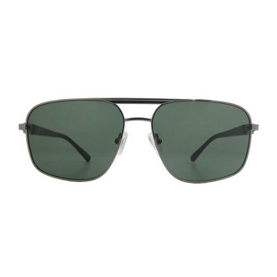 H10460 gunmetal gray aviator mixed-material sunglasses