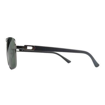 H10460 gunmetal gray aviator mixed-material sunglasses