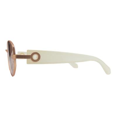 H10456 rose gold oval mixed-material sunglasses
