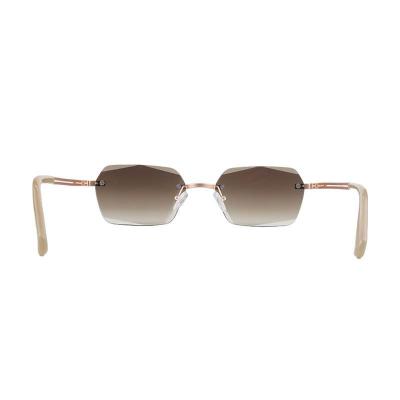 H10455 rose gold geometric mixed-material sunglasses