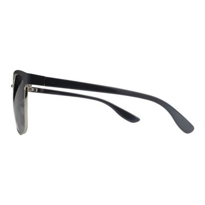 H10459 black / dark navy with silver accents browline mixed-material sunglasses