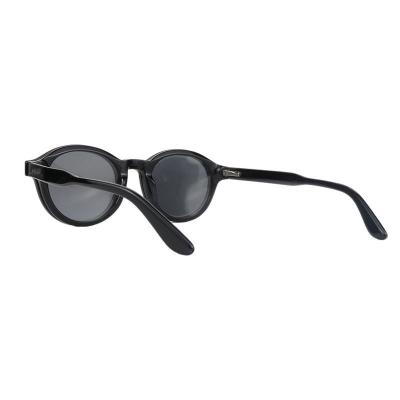 A11052 black round acetate sunglasses