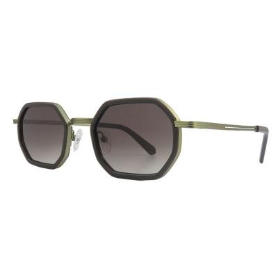 H10454 black / gold two-tone geometric mixed-material sunglasses