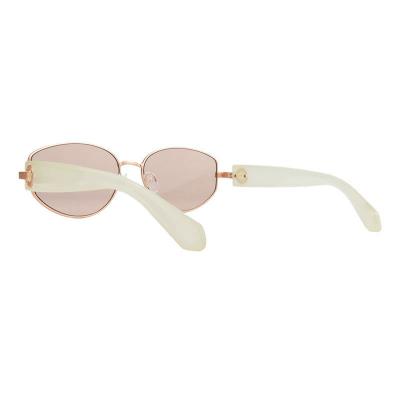H10456 rose gold oval mixed-material sunglasses