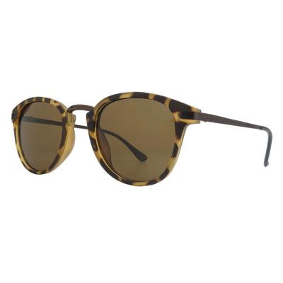 H10453 tortoiseshell (amber / brown / caramel) round mixed-material sunglasses