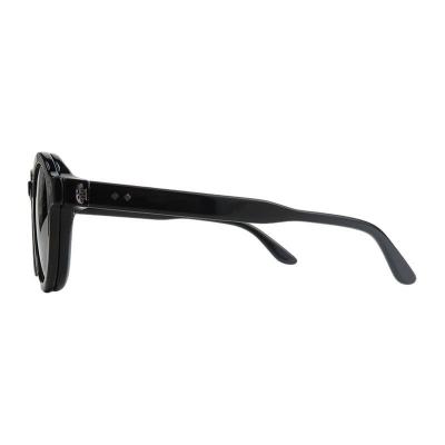 A11052 black round acetate sunglasses