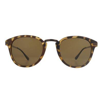 H10453 tortoiseshell (amber / brown / caramel) round mixed-material sunglasses