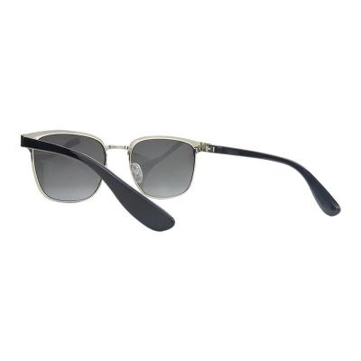 H10459 black / dark navy with silver accents browline mixed-material sunglasses
