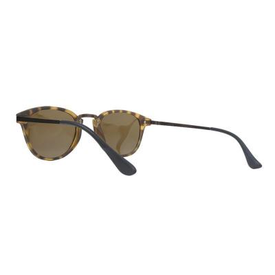 H10453 tortoiseshell (amber / brown / caramel) round mixed-material sunglasses
