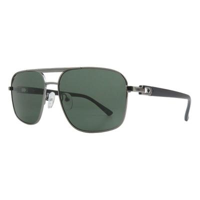 H10460 gunmetal gray aviator mixed-material sunglasses