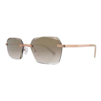 H10455 rose gold geometric mixed-material sunglasses