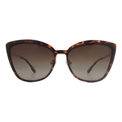 H10450 tortoiseshell (amber / brown) cat eye mixed-material sunglasses