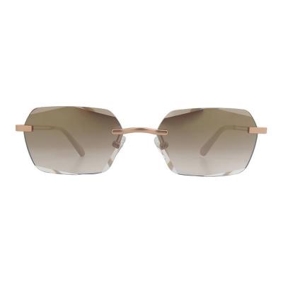 H10455 rose gold geometric mixed-material sunglasses