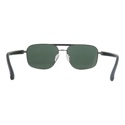 H10460 gunmetal gray aviator mixed-material sunglasses