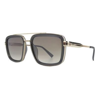 H10452 black / gold square mixed-material sunglasses