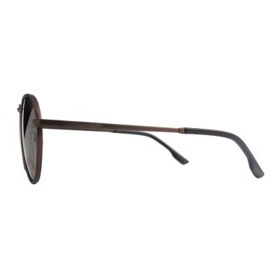 H10457 brown round mixed-material sunglasses