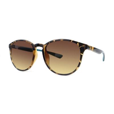 P10685 tortoiseshell (amber/brown/black marbled) round pc/tr90 sunglasses