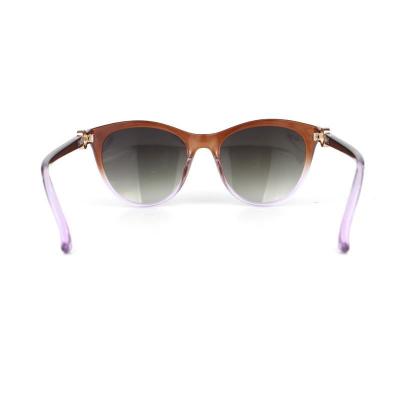 P10690 gradient amber-brown to clear/lavender cat eye pc/tr90 sunglasses